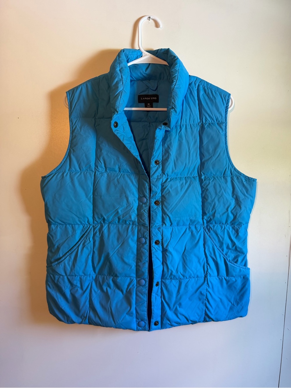 Lands' End Women's Bright Teal Quilted Snap-Front Vest